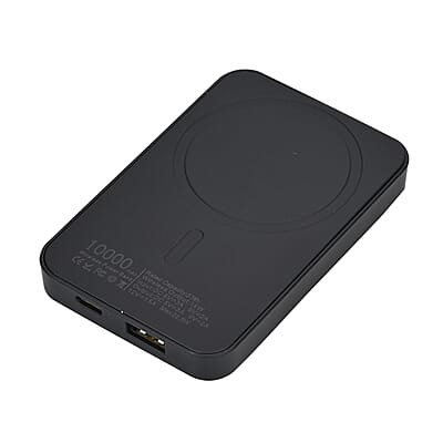 Black Fast Charging Power Bank with Wireless Charging Function and LED Digital Display