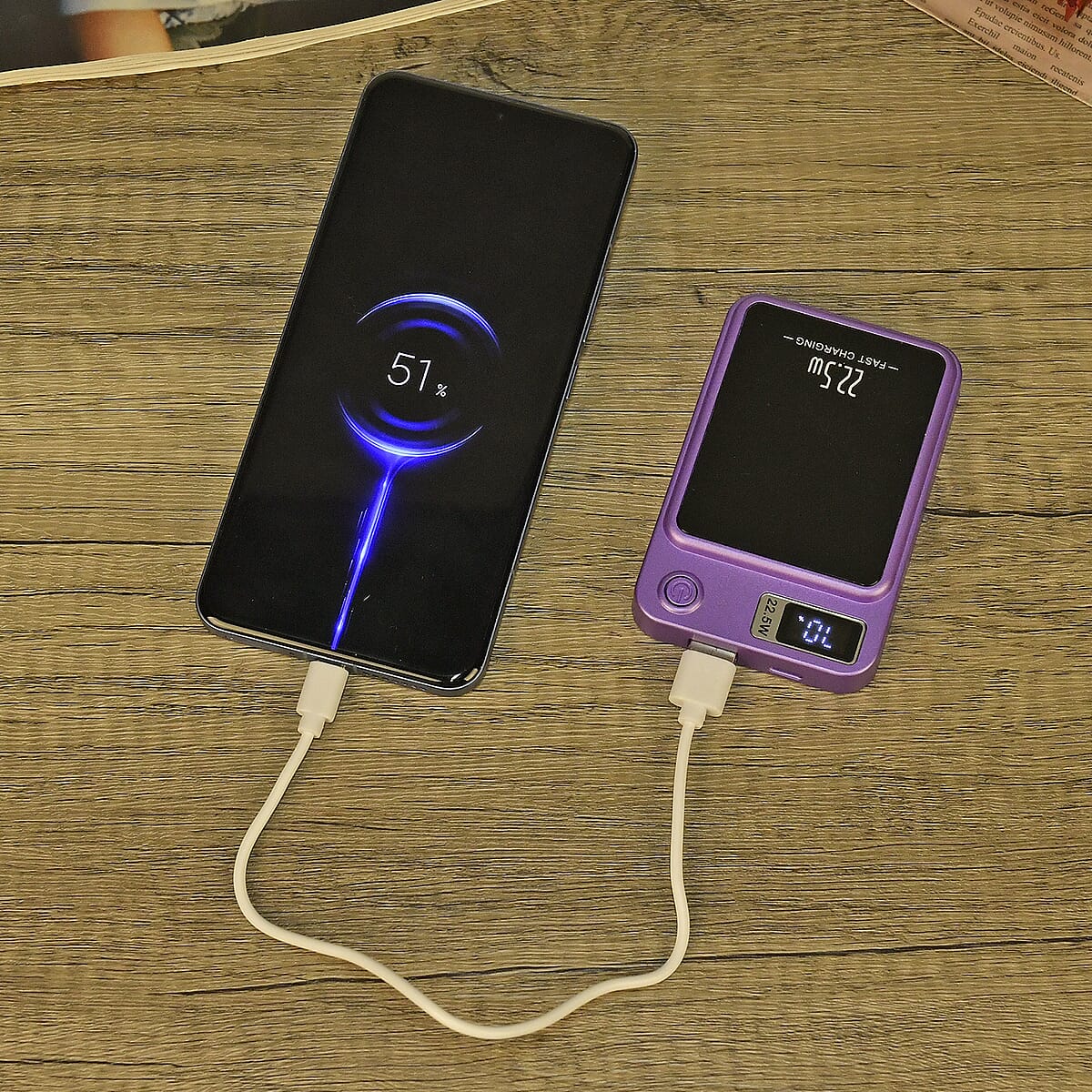 Purple Fast Charging Power Bank with Wireless Charging Function and LED Digital Display image number 2
