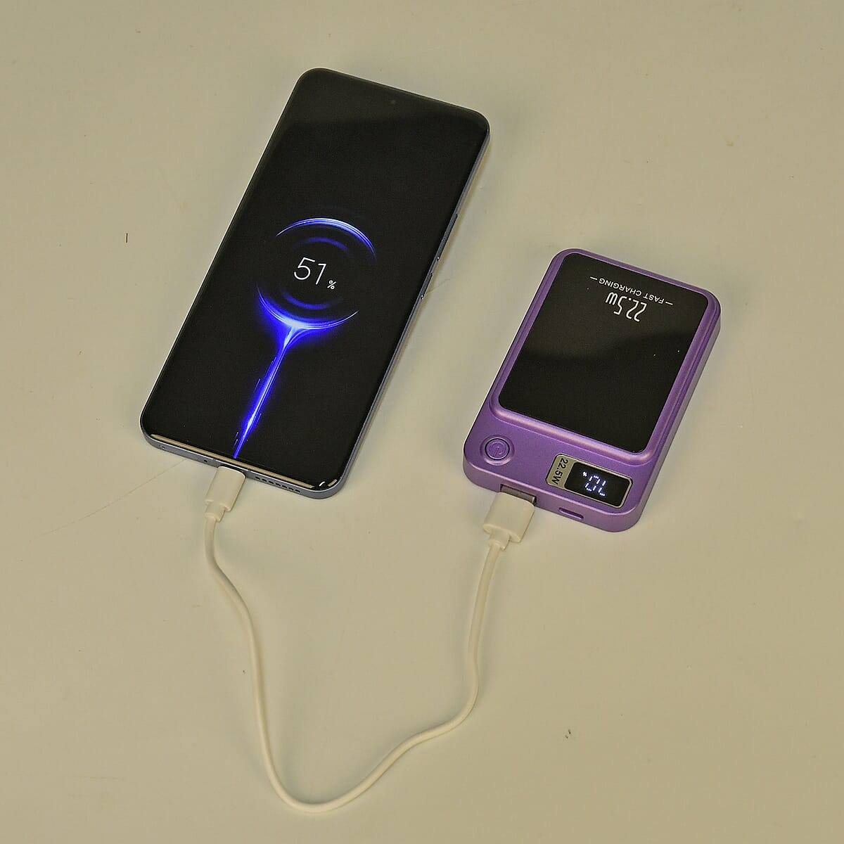 Purple Fast Charging Power Bank with Wireless Charging Function and LED Digital Display image number 3