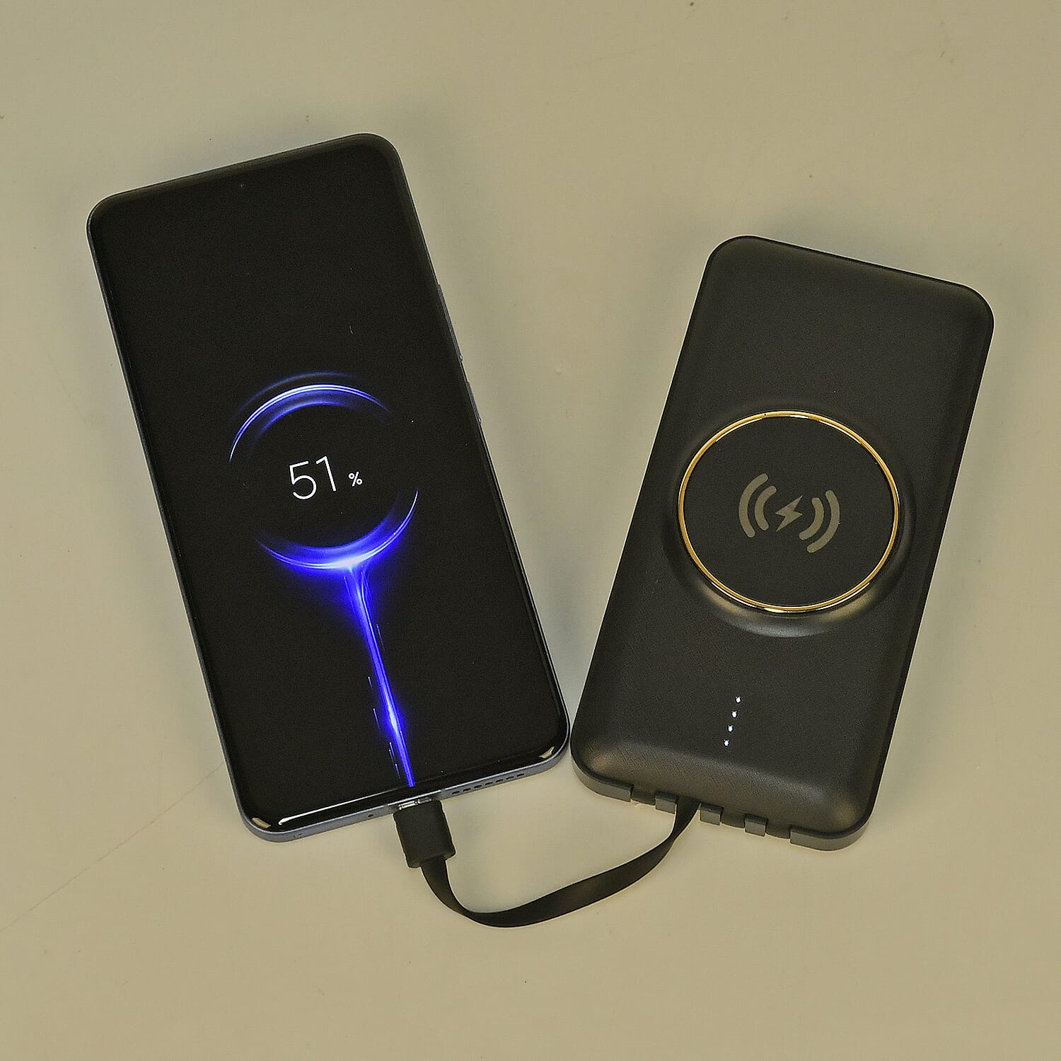 Multifunctional 10000mAh Power Bank with Wireless Charging Function - Black