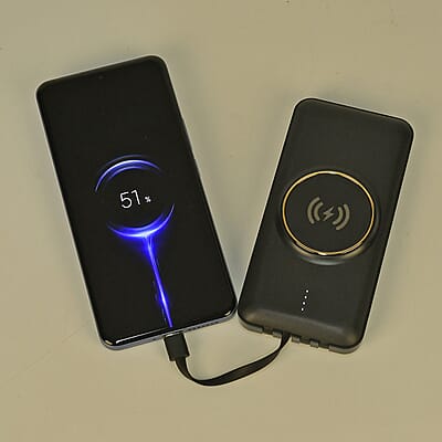 Multifunctional 10000mAh Power Bank with Wireless Charging Function - Black