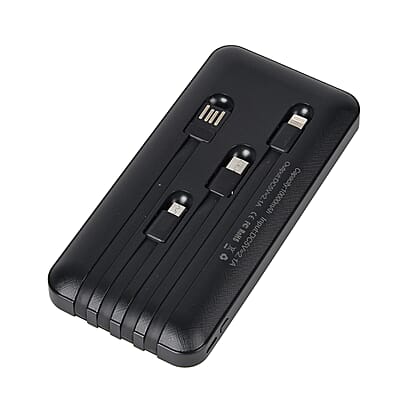 Multifunctional 10000mAh Power Bank with Wireless Charging Function - Black