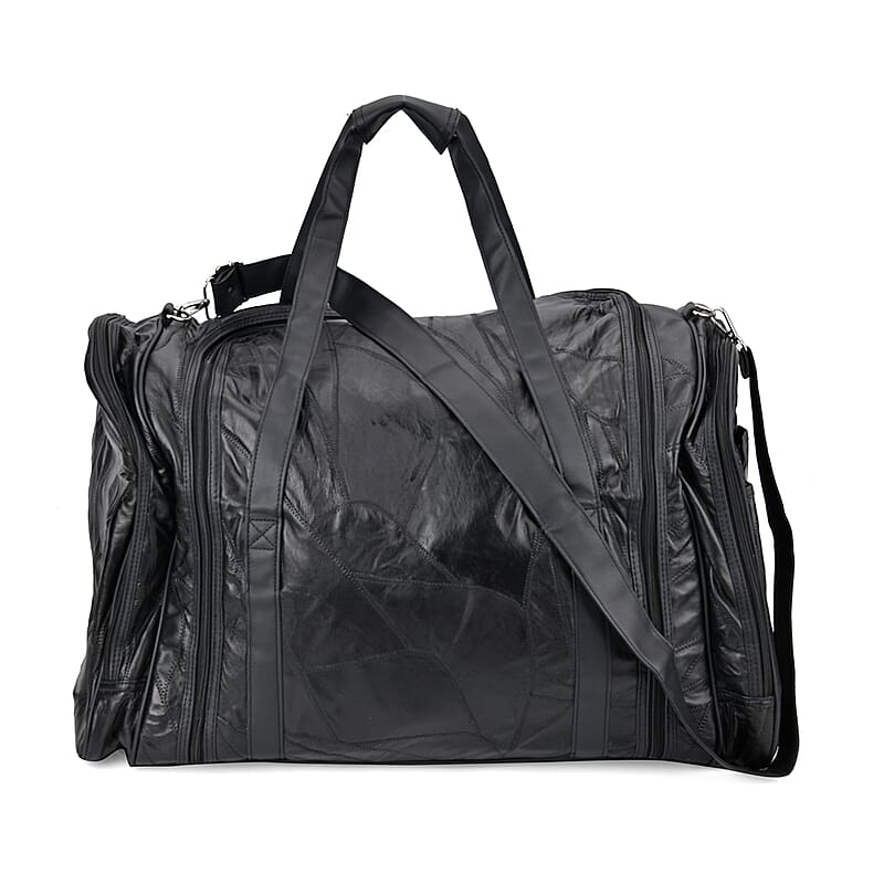Black Sheep Leather Travel Bag with Shoulder Strap