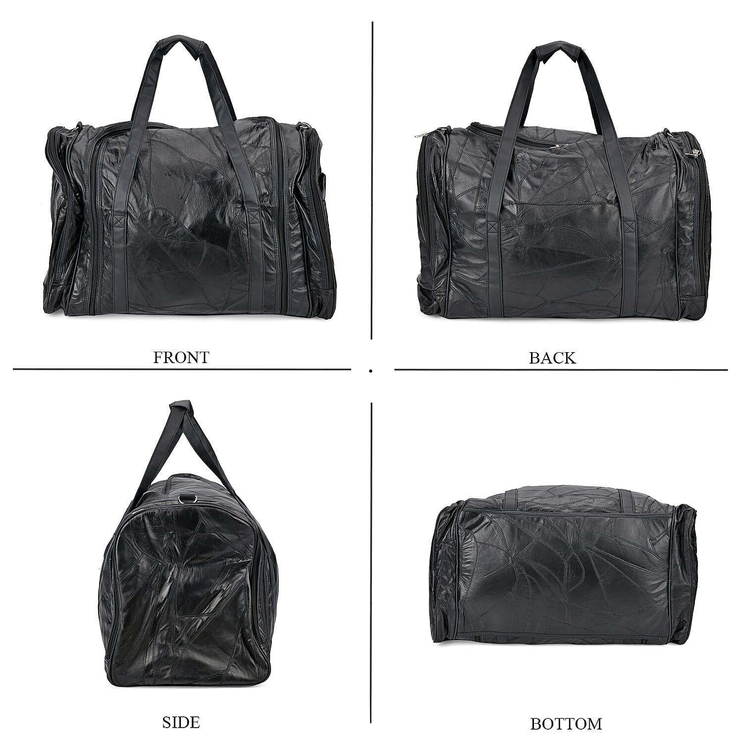 Black Sheep Leather Travel Bag with Shoulder Strap