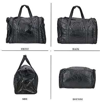 Black Sheep Leather Travel Bag with Shoulder Strap