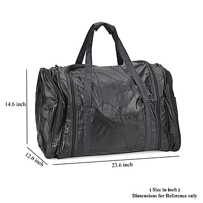 Black Sheep Leather Travel Bag with Shoulder Strap