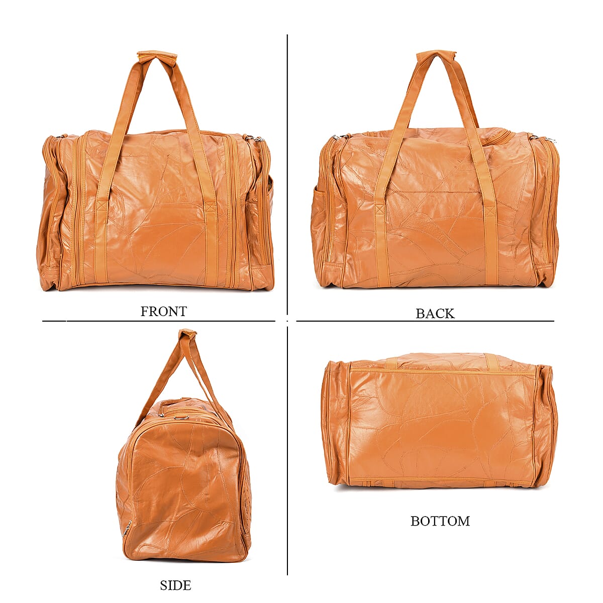 Tan Sheep Leather Travel Bag with Shoulder Strap image number 3