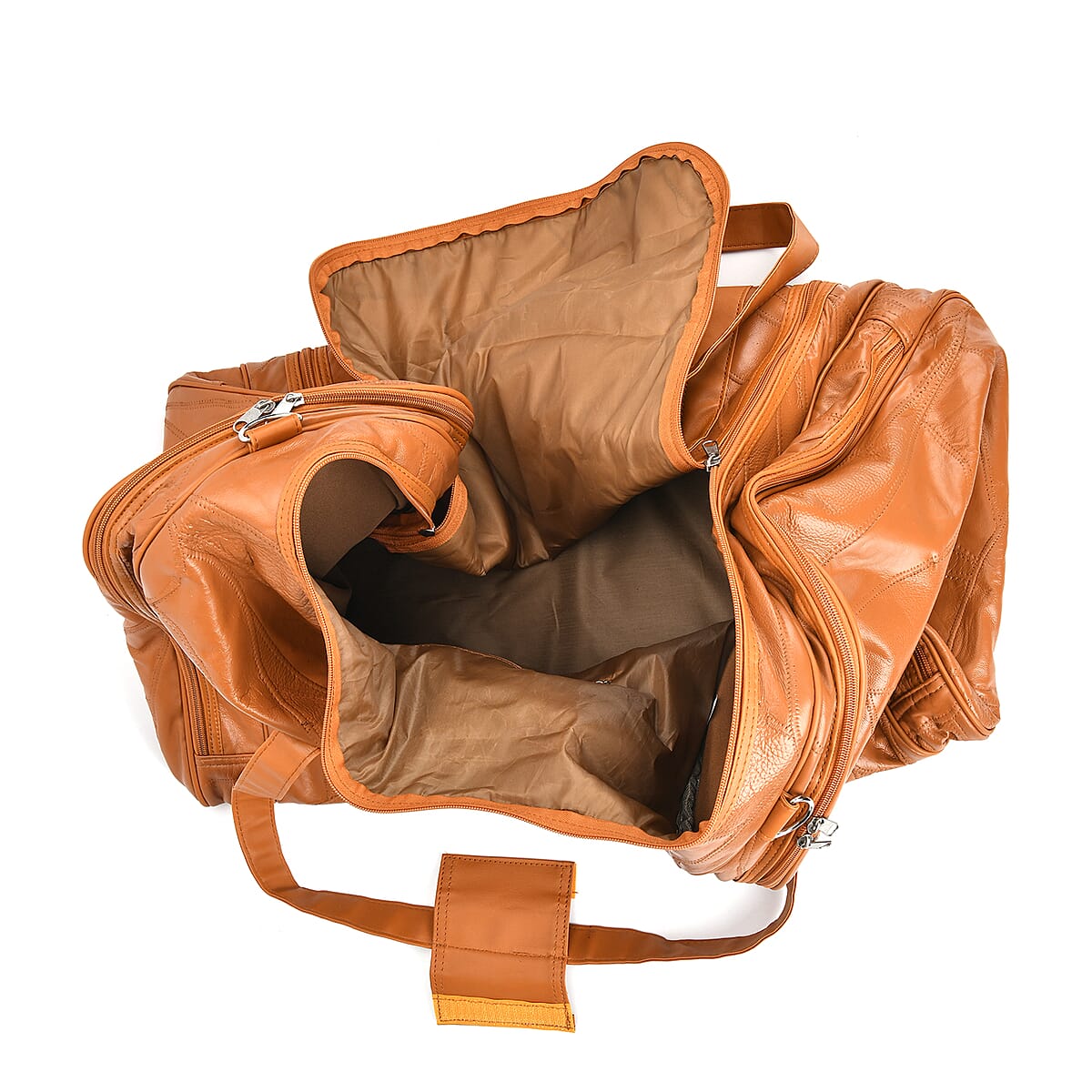 Tan Sheep Leather Travel Bag with Shoulder Strap image number 4