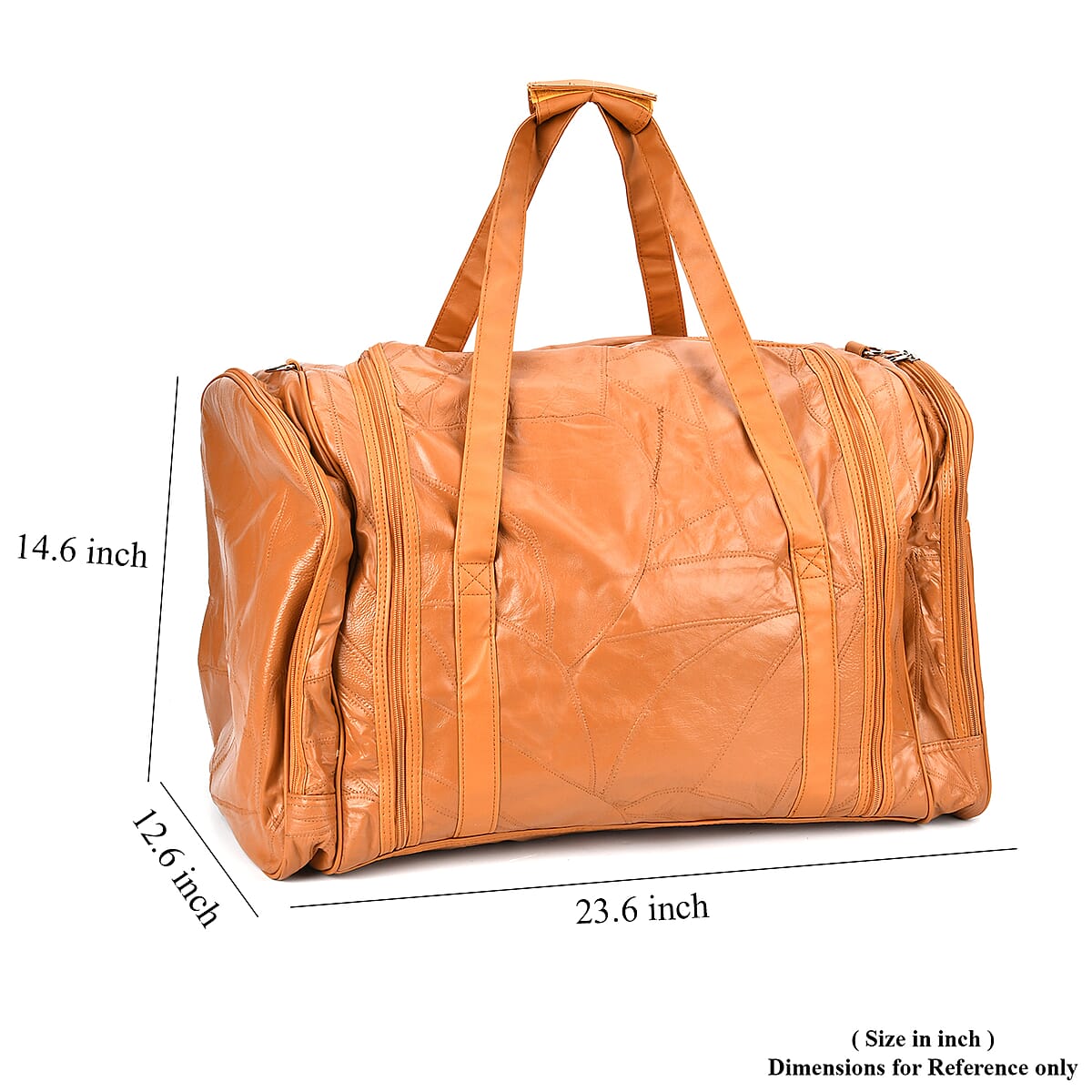 Tan Sheep Leather Travel Bag with Shoulder Strap image number 6