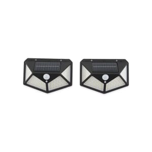 Set of 2 Black Solar Motion Sensor LED Wall Lamp