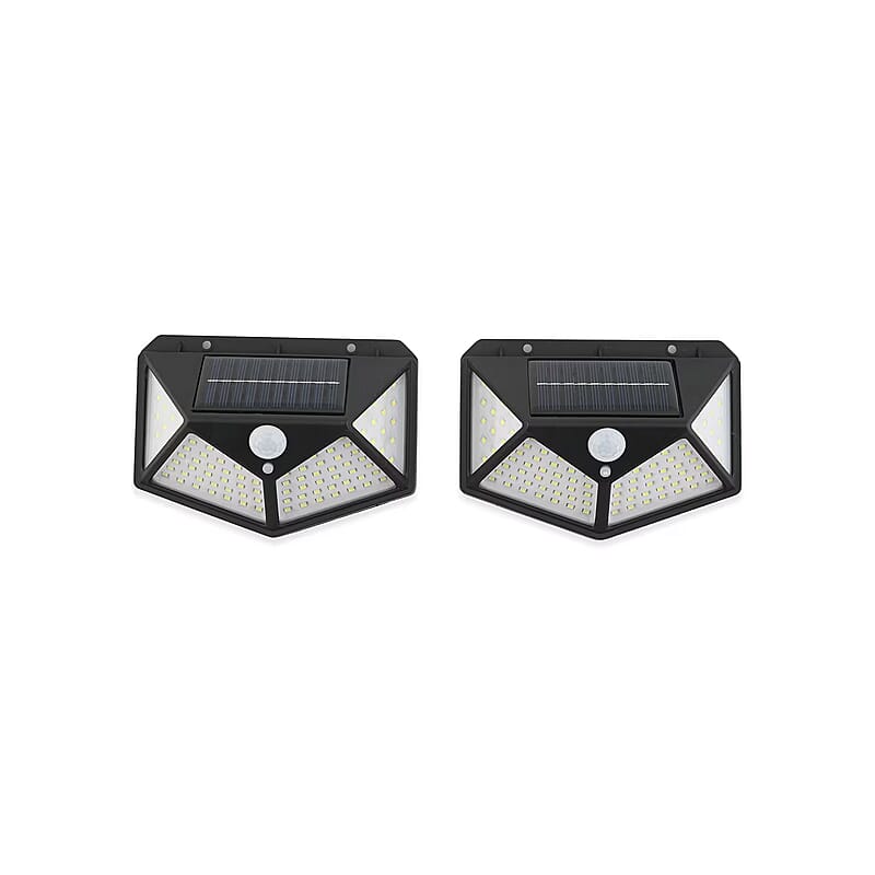 Set of 2 Black Solar Motion Sensor LED Wall Lamp