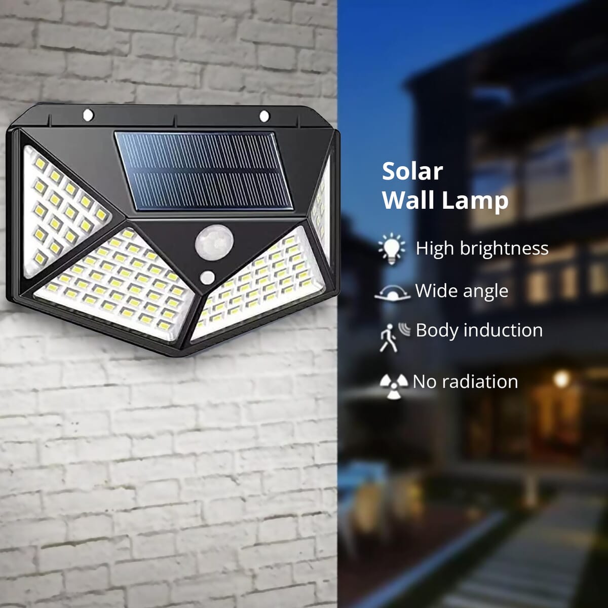 Set of 2 Black Solar Motion Sensor LED Wall Lamp image number 2