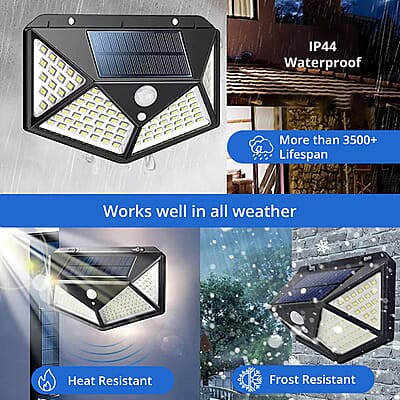 Set of 2 Black Solar Motion Sensor LED Wall Lamp