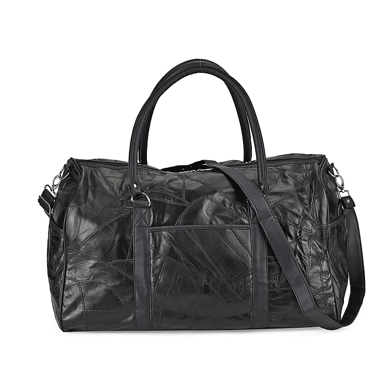 Black Sheep Leather Travel Bag with 54.7inch Long Strap