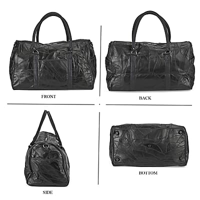 Black Sheep Leather Travel Bag with 54.7inch Long Strap