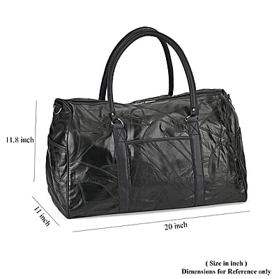 Black Sheep Leather Travel Bag with 54.7inch Long Strap