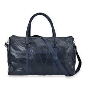 Navy Sheep Leather Travel Bag with 54.7inch Long Strap