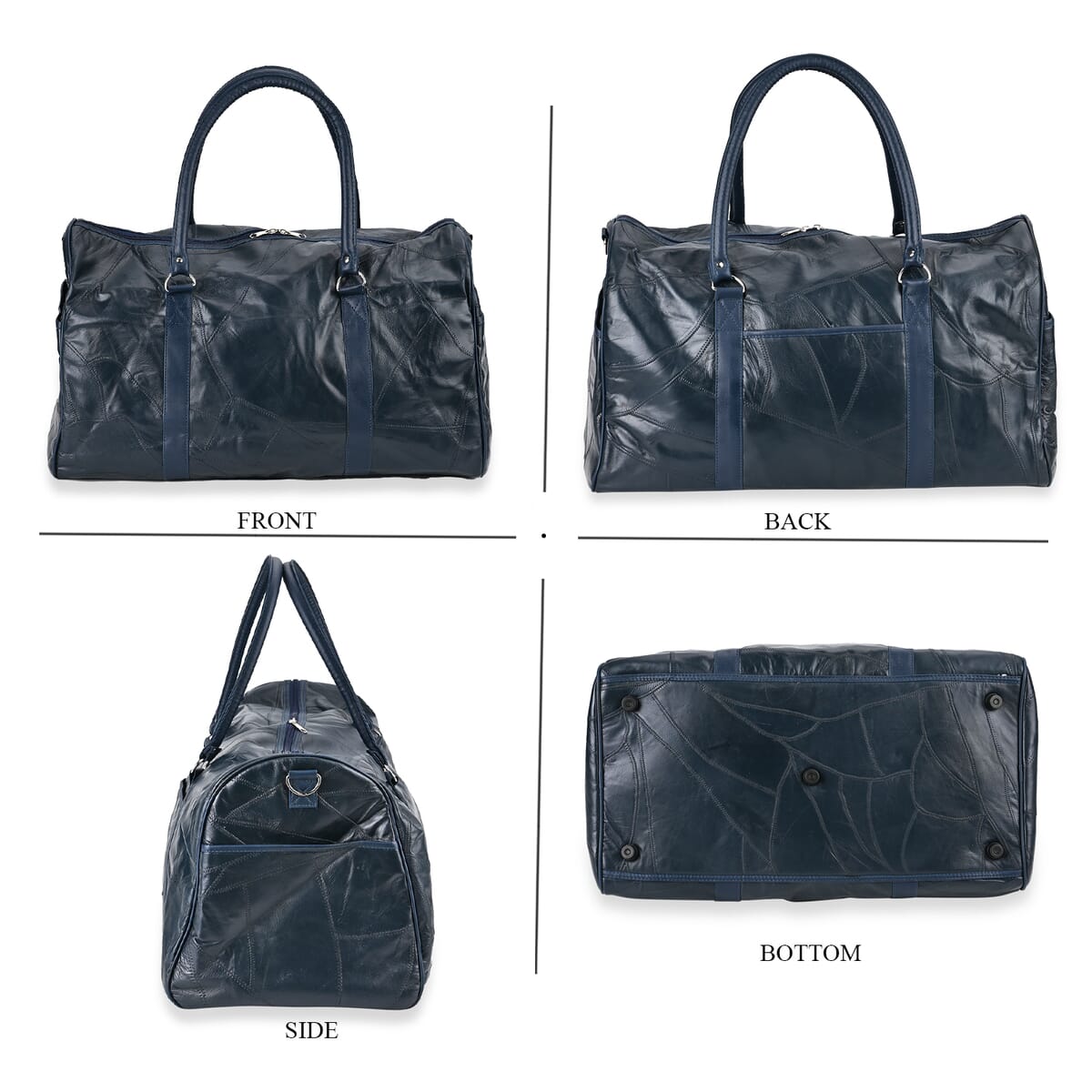Navy Sheep Leather Travel Bag with 54.7inch Long Strap image number 3
