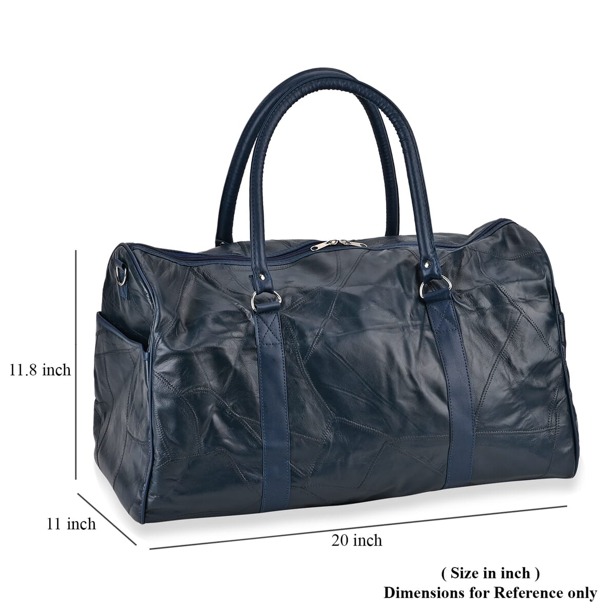 Navy Sheep Leather Travel Bag with 54.7inch Long Strap image number 6