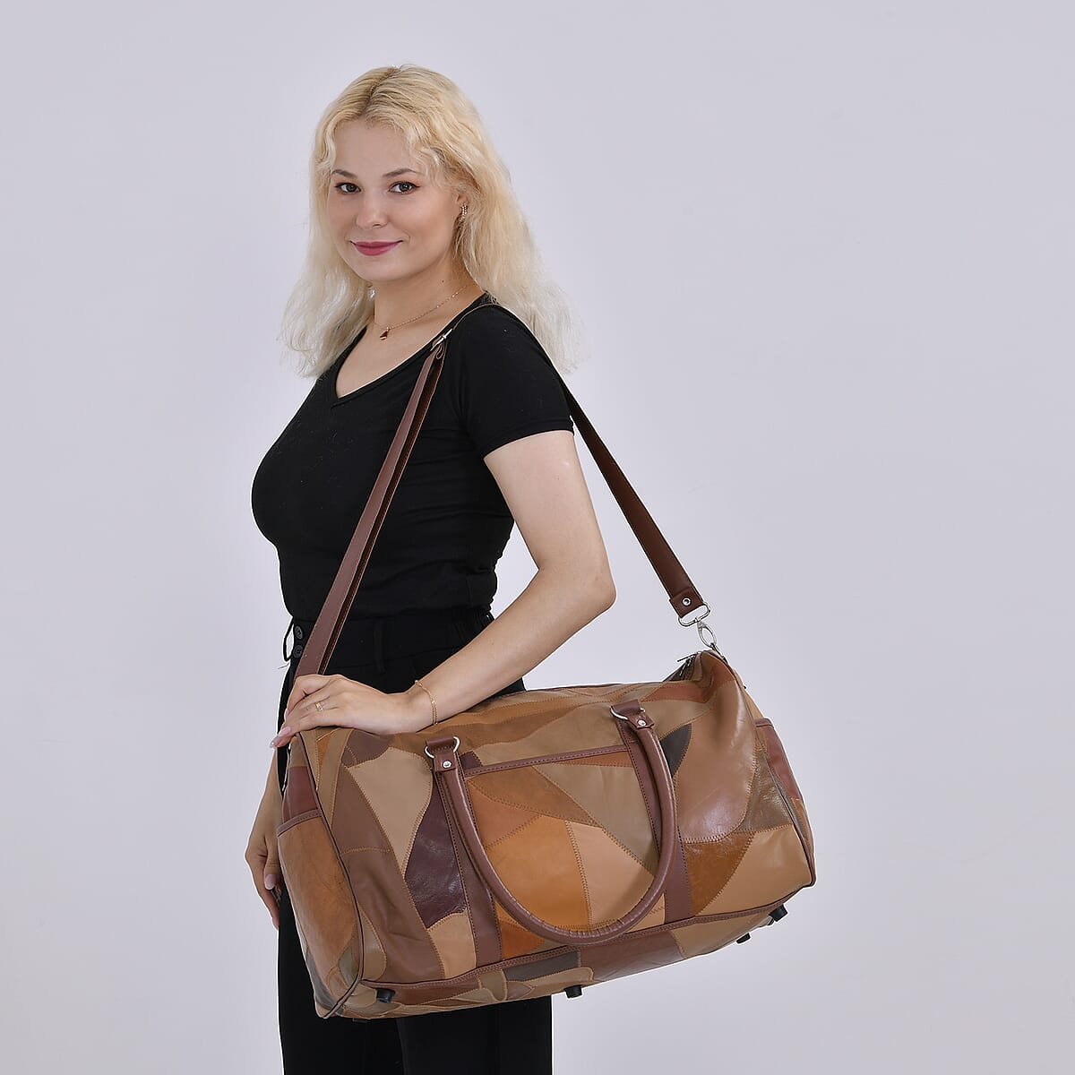 Multi Color Sheep Leather Travel Bag with 54.7inch Long Strap image number 1
