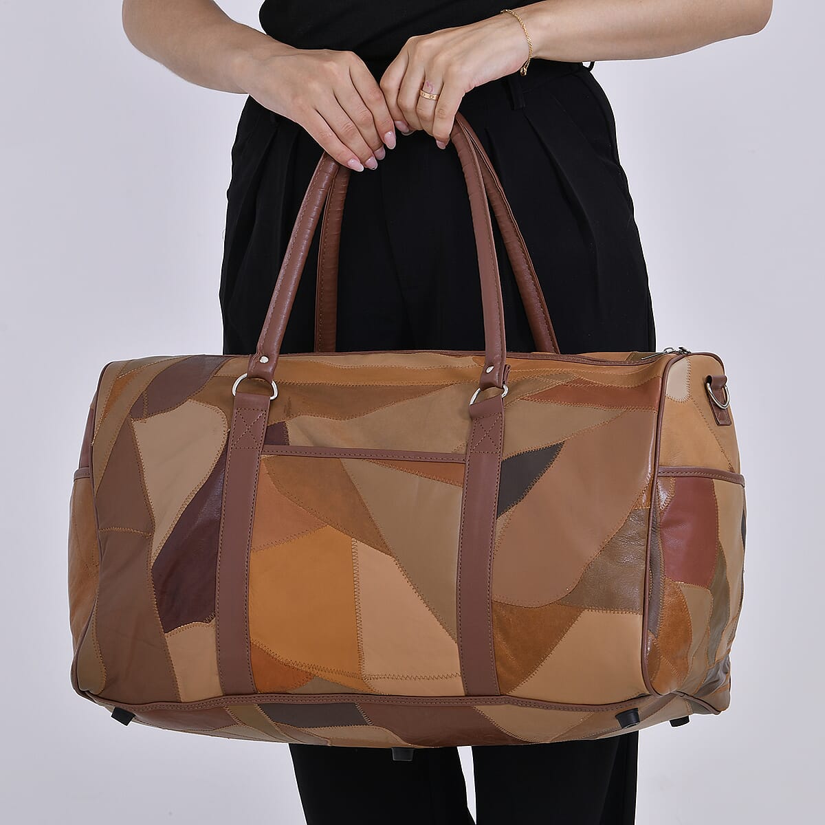 Multi Color Sheep Leather Travel Bag with 54.7inch Long Strap image number 2