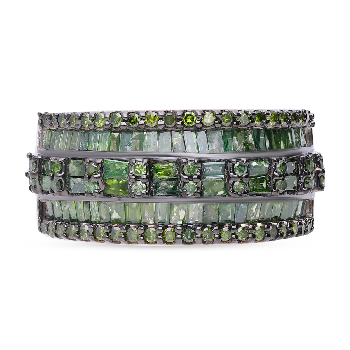 Green Diamond Ring in Platinum Over Sterling Silver (Size 7.0) 1.00 ctw image number 0