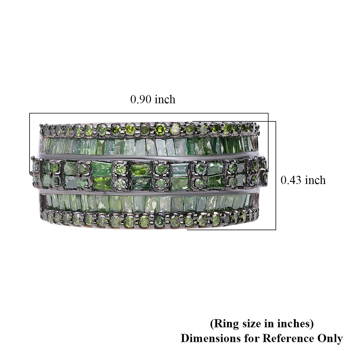 Green Diamond Ring in Platinum Over Sterling Silver (Size 9.0) 1.00 ctw image number 4
