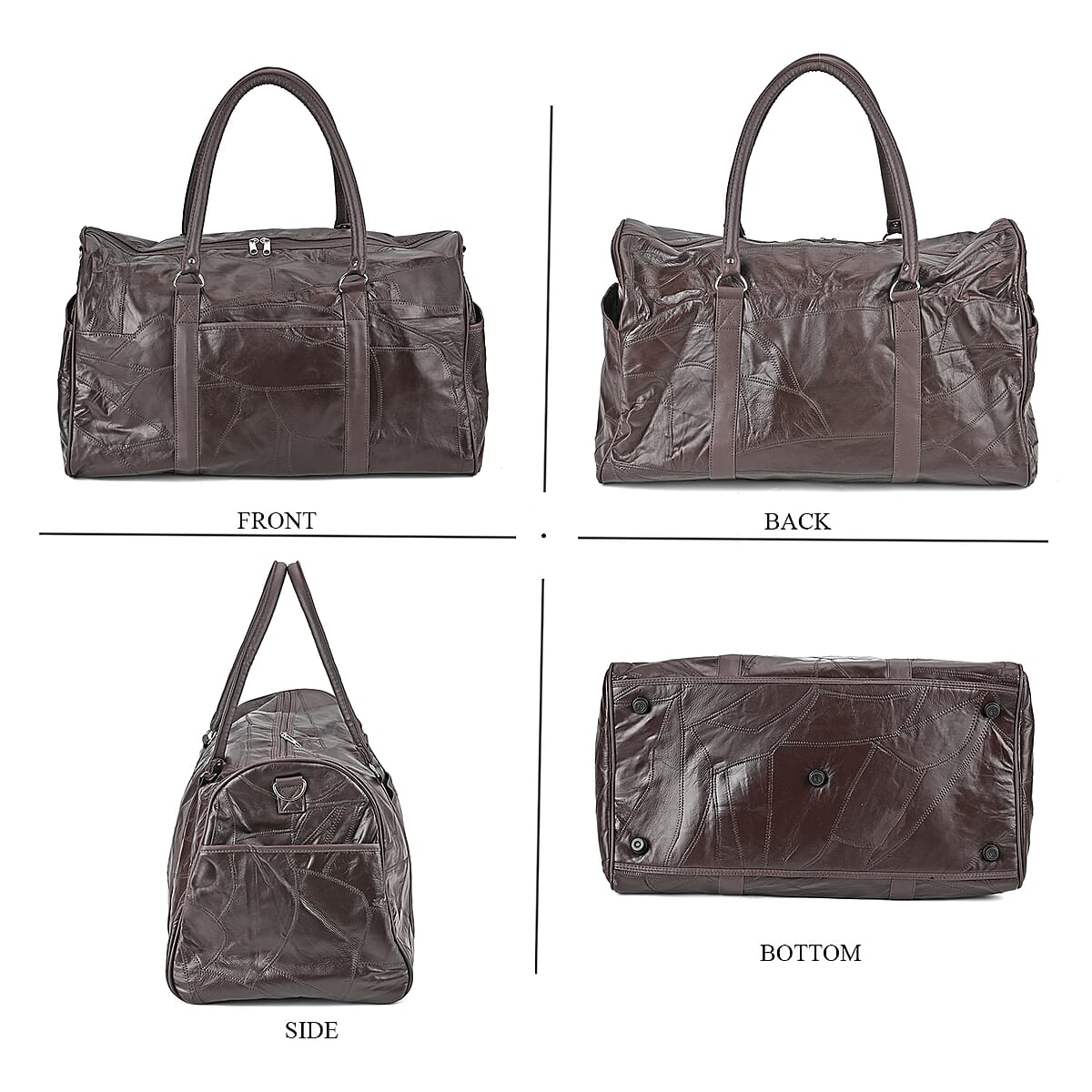 Dark Brown Sheep Leather Travel Bag with 54.7inch Long Strap image number 3