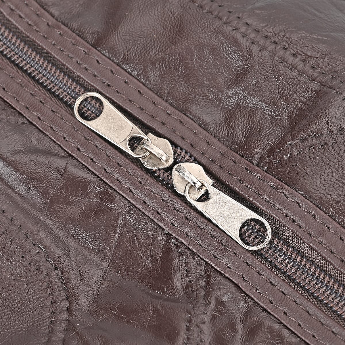 Dark Brown Sheep Leather Travel Bag with 54.7inch Long Strap image number 5