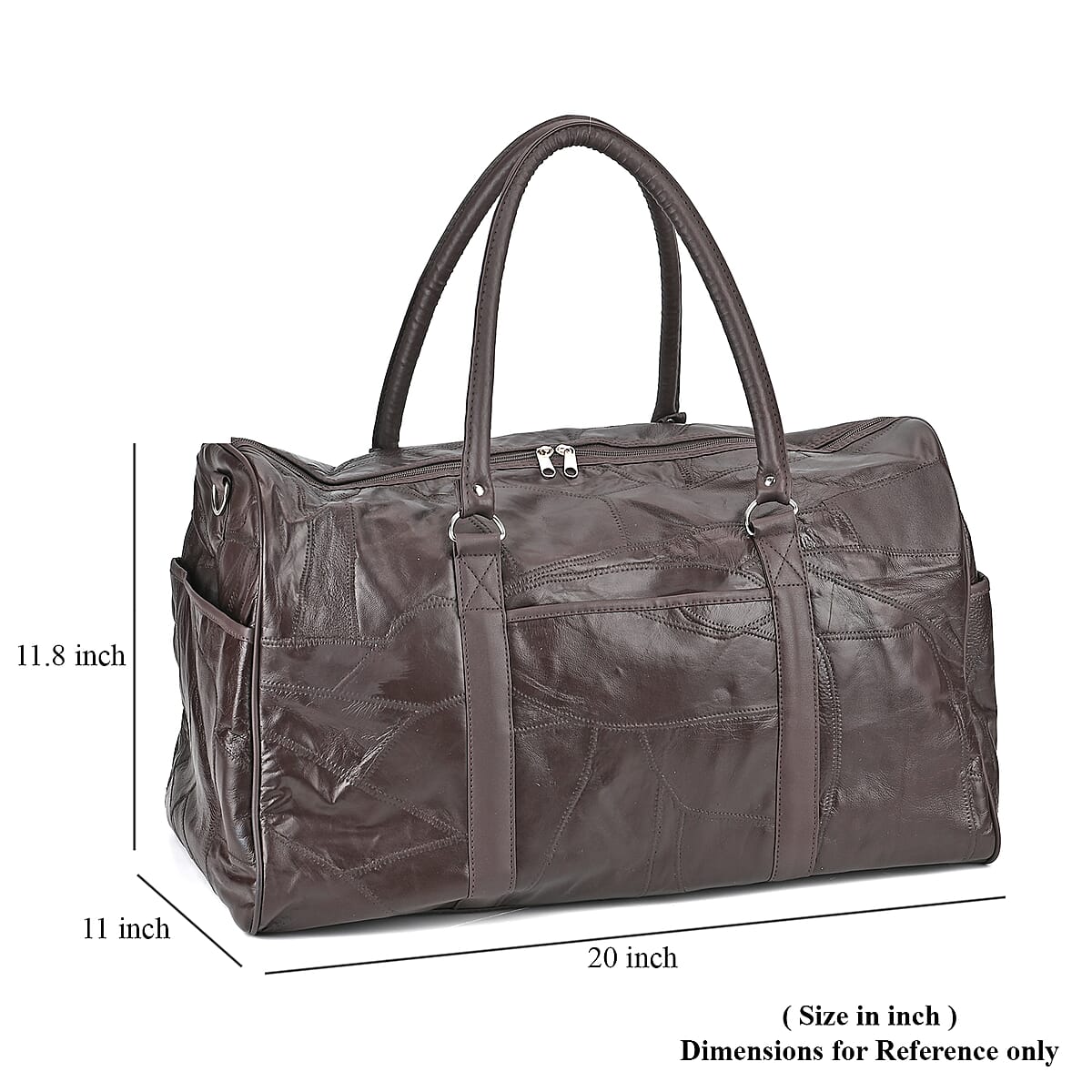 Dark Brown Sheep Leather Travel Bag with 54.7inch Long Strap image number 6