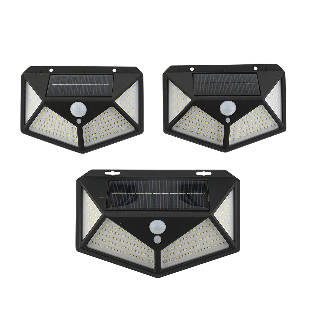 Set of 3 Black Solar Motion Sensor LED Wall Lamp image number 0