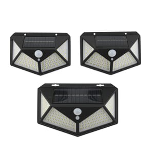 Set of 3 Black Solar Motion Sensor LED Wall Lamp