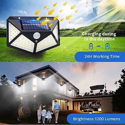Set of 3 Black Solar Motion Sensor LED Wall Lamp