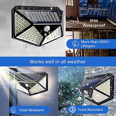 Set of 3 Black Solar Motion Sensor LED Wall Lamp