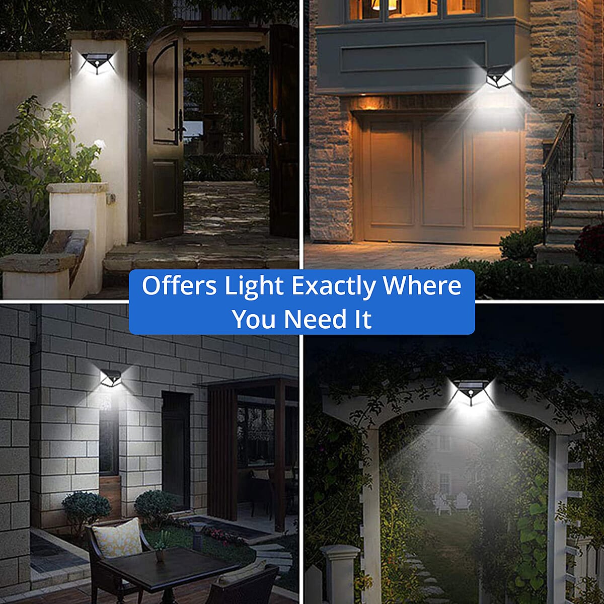 Value Buy Set of 3 Black Solar Motion Sensor LED Wall Lamp image number 3