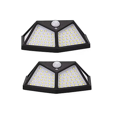 Set of 3 Black Solar Motion Sensor LED Wall Lamp