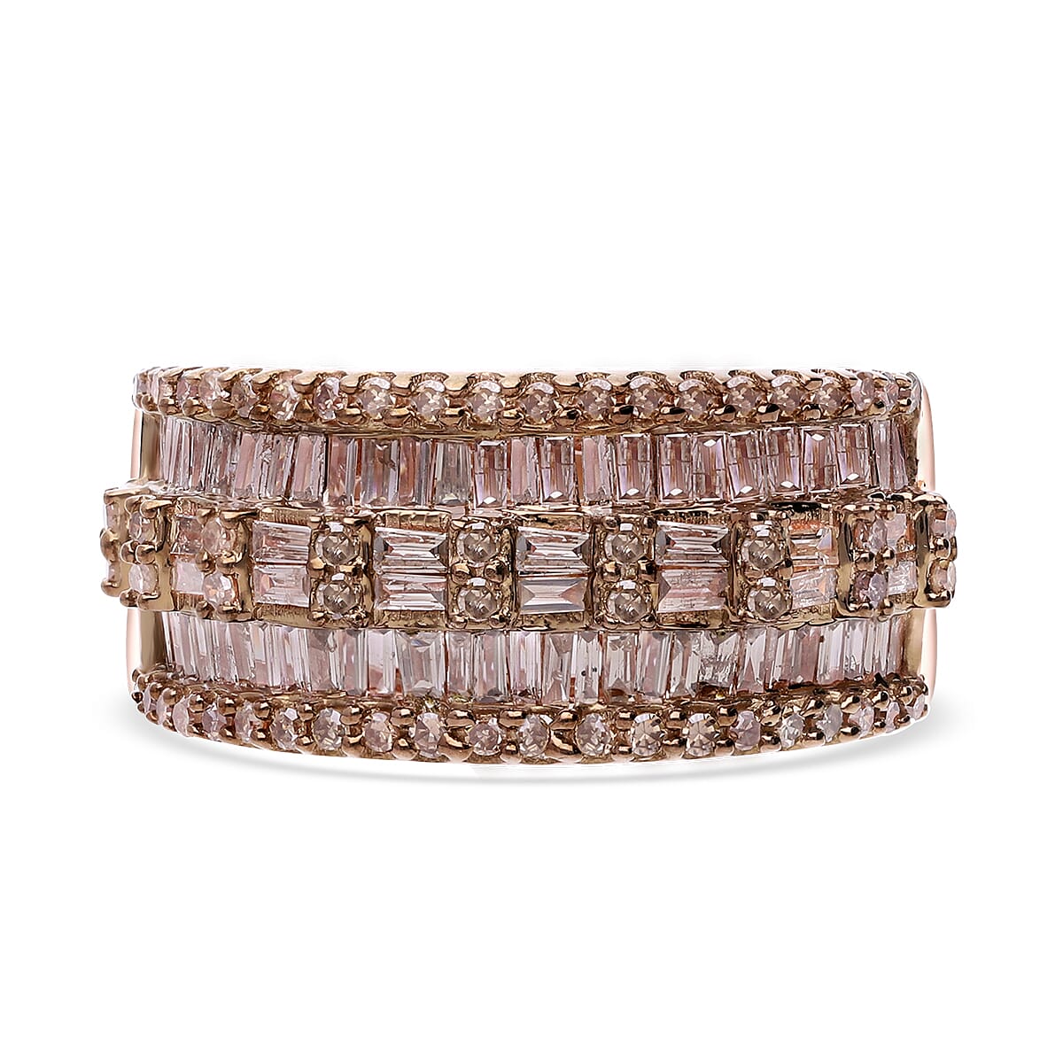 Natural Champagne Diamond Ring in Vermeil Rose Gold Over Sterling Silver (Size 10.0) 1.00 ctw image number 0