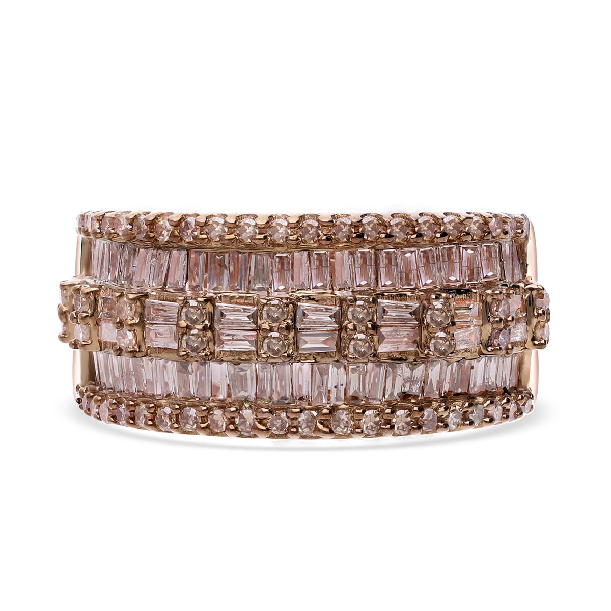 Natural Champagne Diamond Ring in Vermeil Rose Gold Over Sterling Silver (Size 7.0) 1.00 ctw image number 0