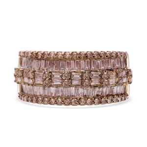 Natural Champagne Diamond Ring in Vermeil Rose Gold Over Sterling Silver (Size 7.0) 1.00 ctw