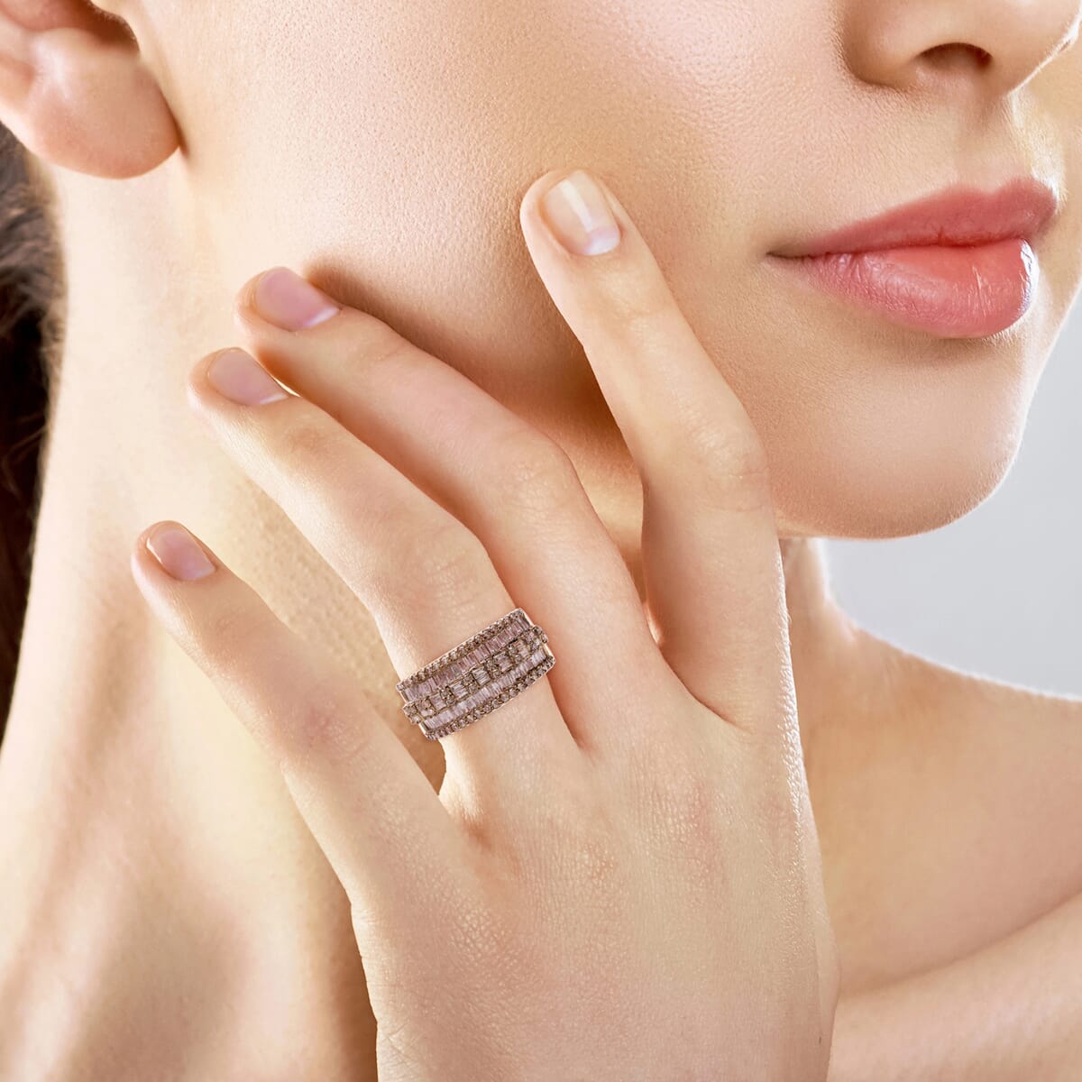 Natural Champagne Diamond Ring in Vermeil Rose Gold Over Sterling Silver (Size 7.0) 1.00 ctw image number 2
