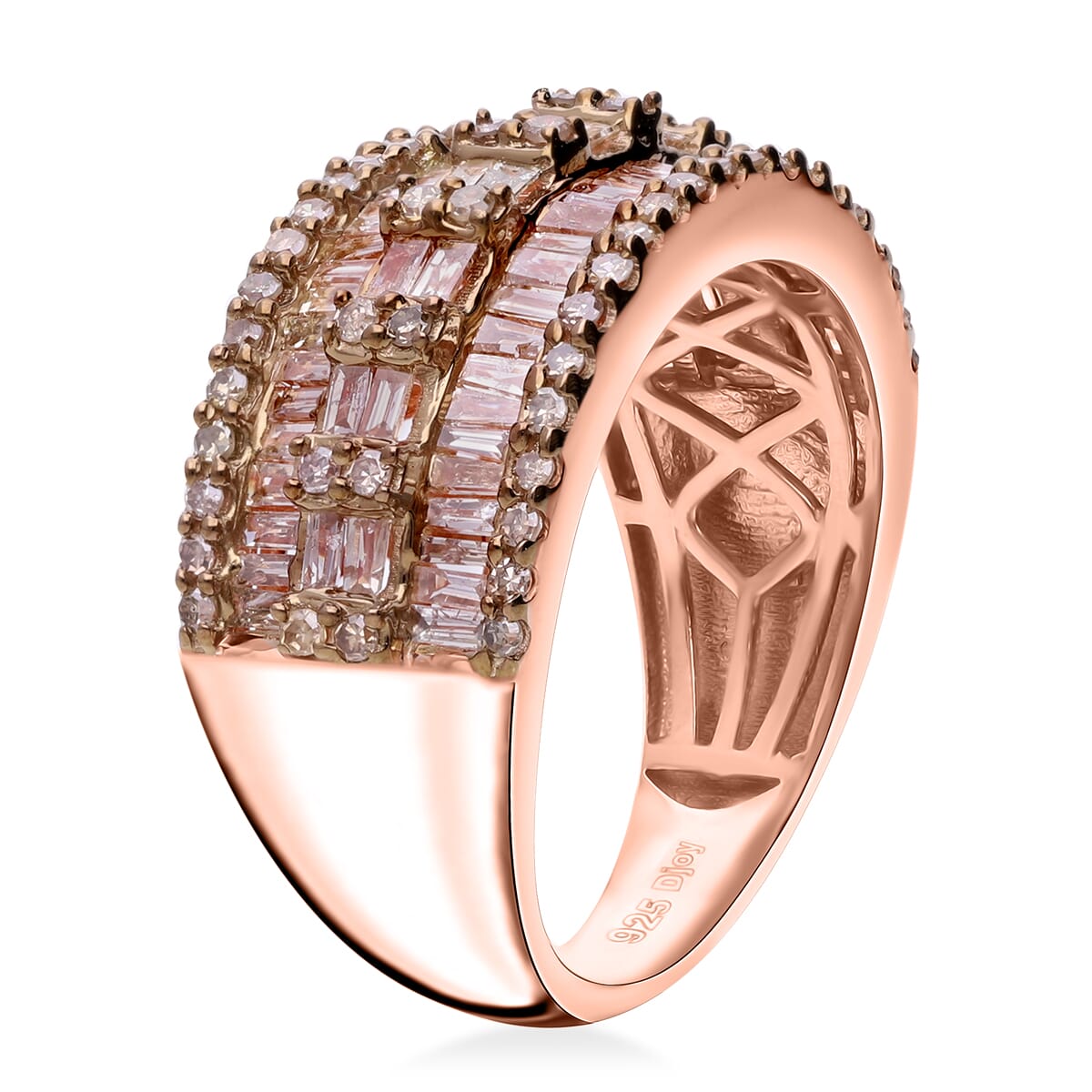 Natural Champagne Diamond Ring in Vermeil Rose Gold Over Sterling Silver (Size 7.0) 1.00 ctw image number 3