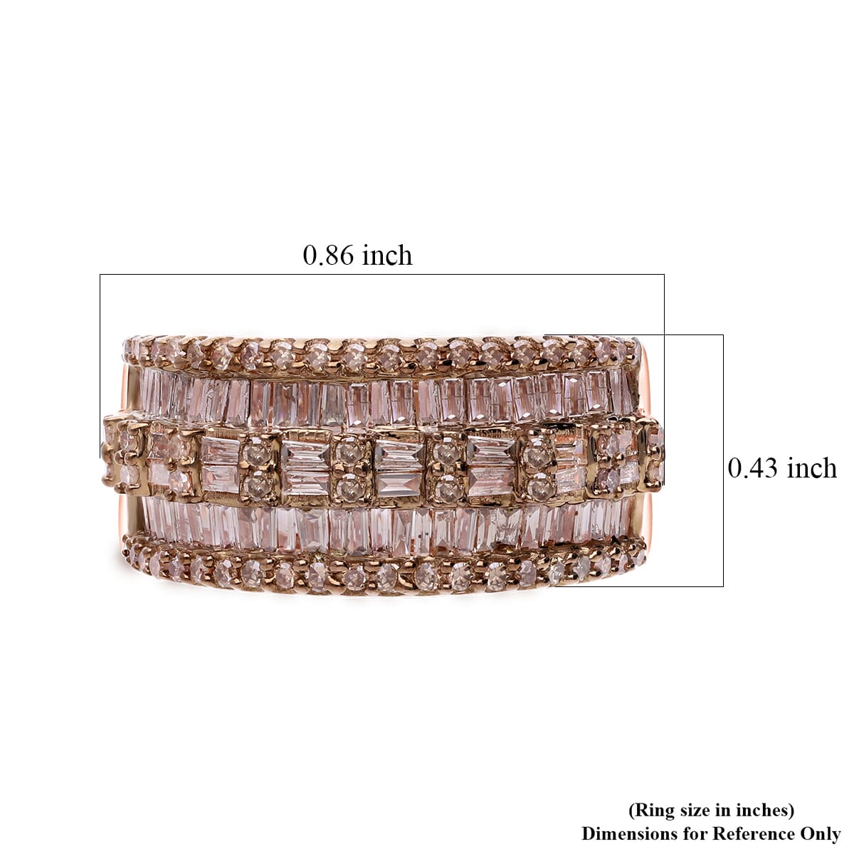 Natural Champagne Diamond Ring in Vermeil Rose Gold Over Sterling Silver (Size 7.0) 1.00 ctw image number 4