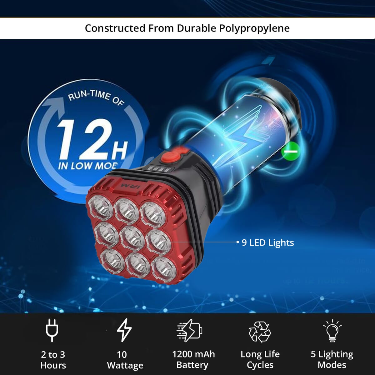 Red Portable Solar Flash Light 1200mAh Battery, Power by Solar Charging and USB Cable image number 2