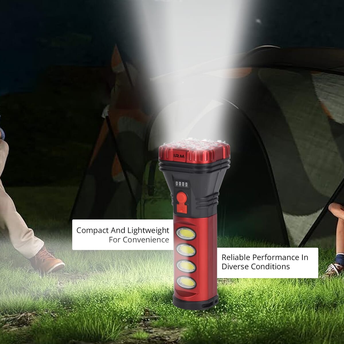 Red Portable Solar Flash Light 1200mAh Battery, Power by Solar Charging and USB Cable image number 3