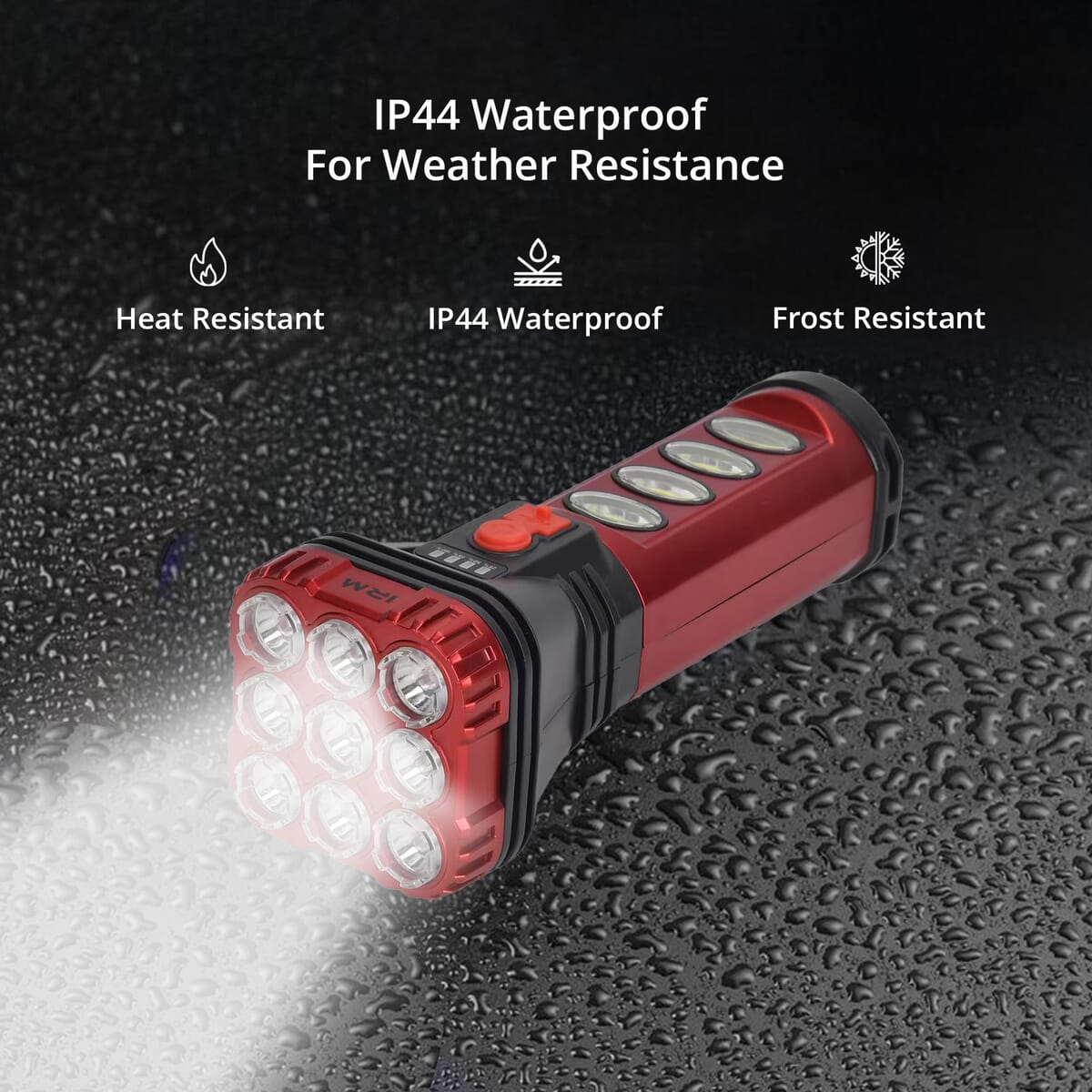 Red Portable Solar Flash Light 1200mAh Battery, Power by Solar Charging and USB Cable image number 4