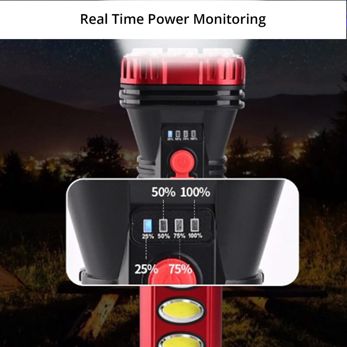Red Portable Solar Flash Light 1200mAh Battery, Power by Solar Charging and USB Cable image number 5