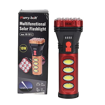 Livmore Solar/Rechargeable Multi-Function Portable Solar Flash Light (1200mAh Battery)