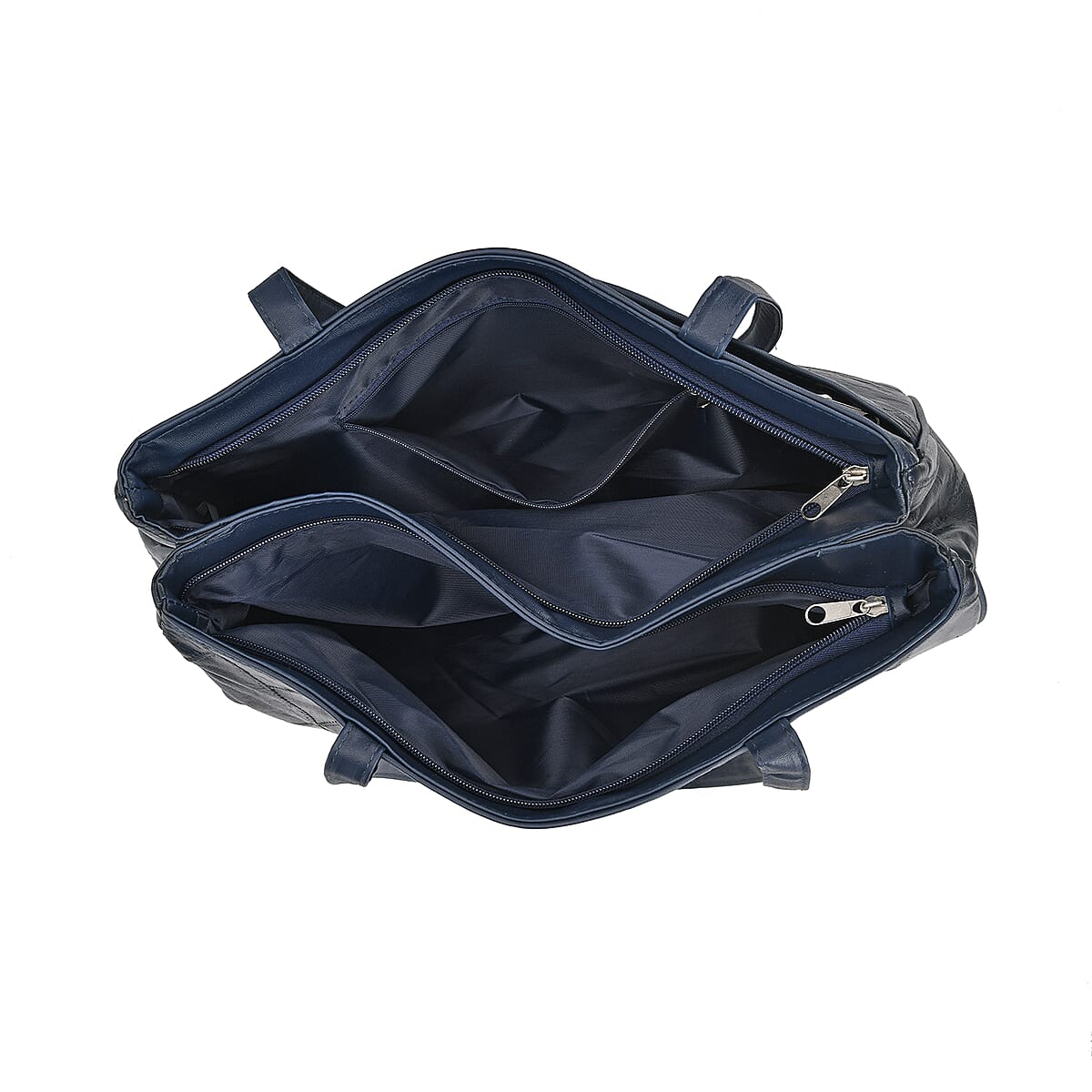 Navy Sheep Leather Tote Bag with Handle Drop 13 image number 4