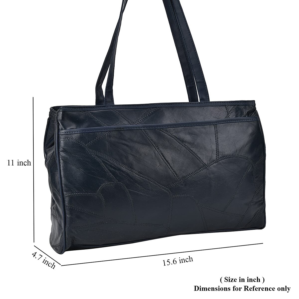 Navy Sheep Leather Tote Bag with Handle Drop 13 image number 6