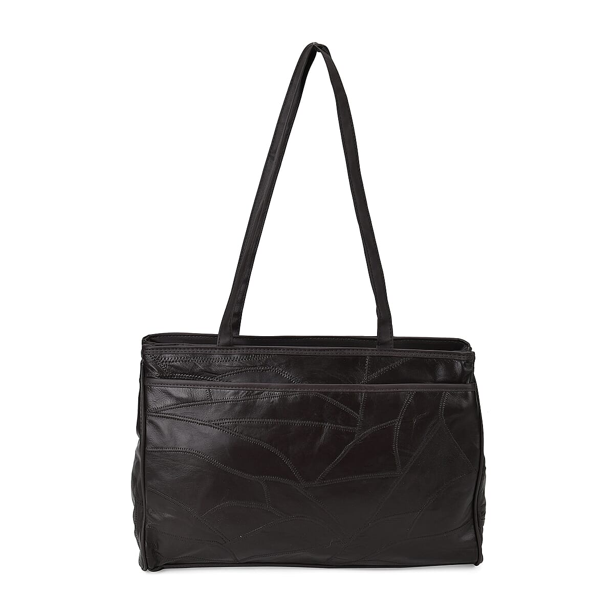 Dark Brown Sheep Leather Tote Bag with Handle Drop 13 image number 0